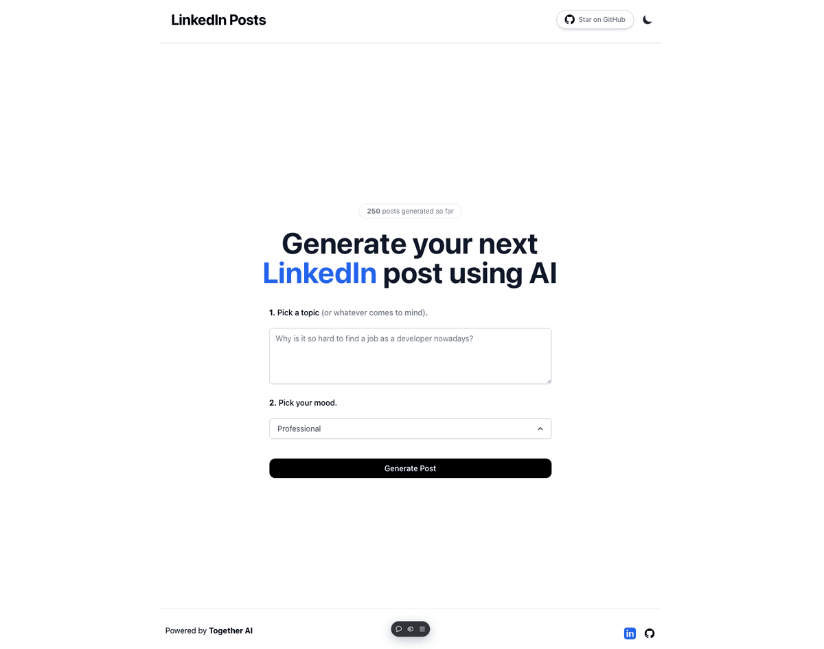 LinkedIn Post Generator : AI